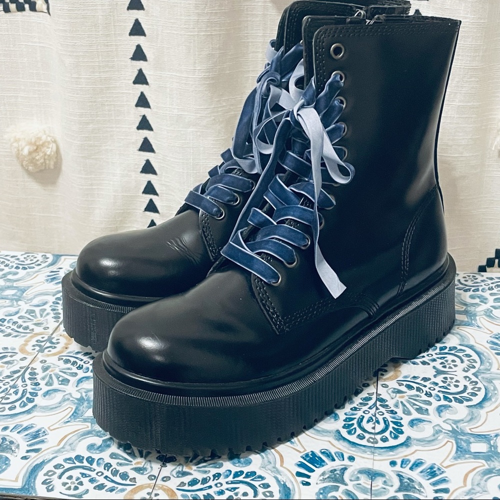 Jeffrey Campbell Sopas Lugged Platform Leather Combat Boot Black Size 8.5 - Picture 13 of 15